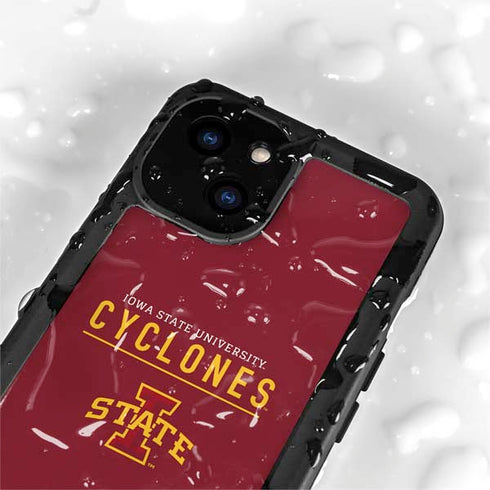 Iowa State University Athletic Text iPhone 15 Plus Waterproof Case